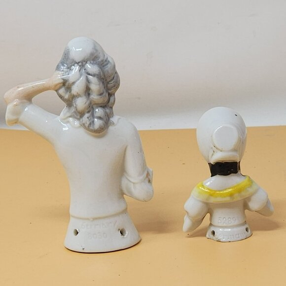 Vintage 2 German Porcelain Half Doll Figurines 1920s Pincushion Germany - Picture 3 of 11